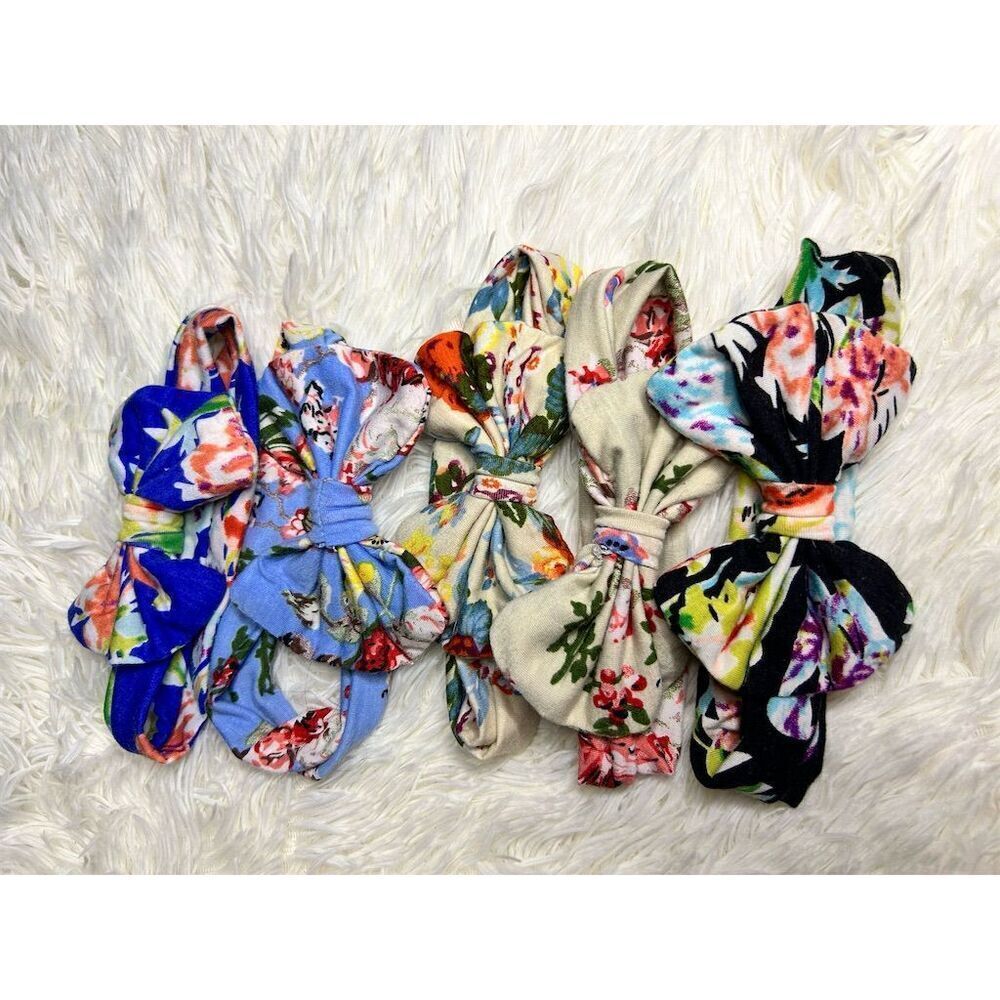 DRESHOW Set of 5 Baby Girl Floral Headbands with Bows Multicolor
